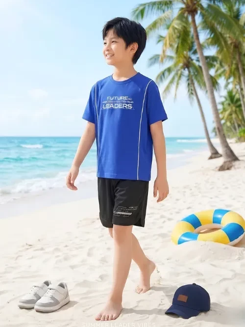 Áo thun bé trai trang trí chữ LEADER EAY001-6