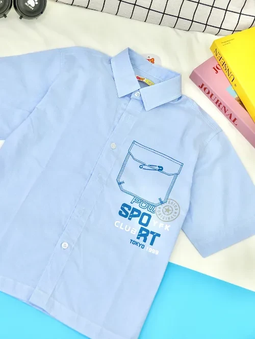 Áo sơ mi bé trai trang trí túi YAY033-5