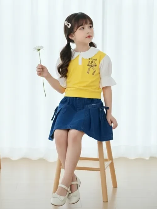 Váy Jean xếp ly bé gái EVX042-5