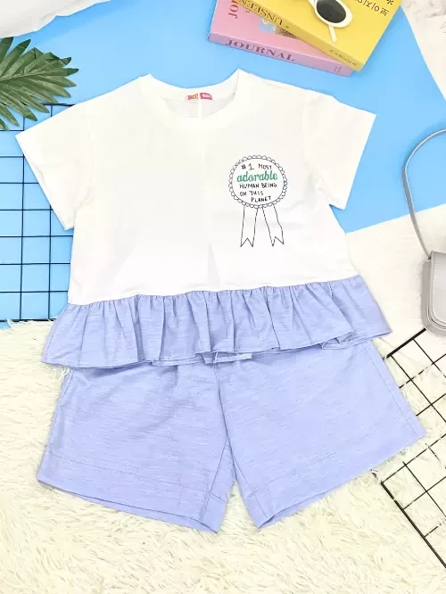 Set bộ short bé gái phối bèo TBX012-6