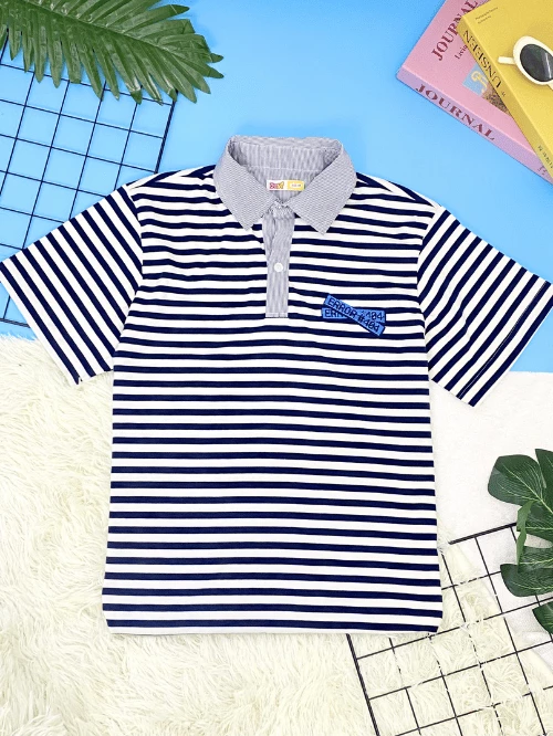Áo thun sọc cotton cổ sơ mi TAY013-6