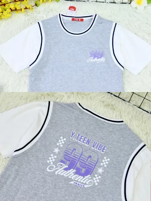 Áo thun nữ trang trí tay viền phối EAX034-5