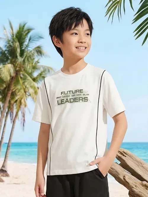 Áo thun bé trai trang trí chữ LEADER EAY001-6