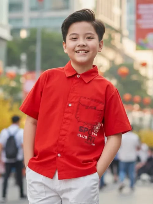 Áo sơ mi bé trai trang trí túi YAY033-5