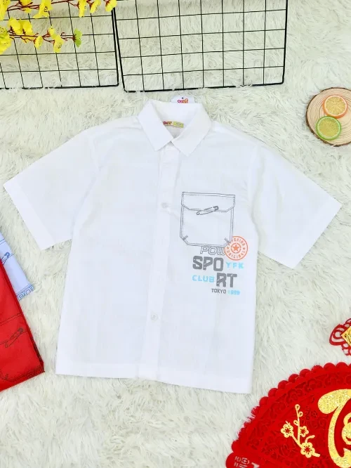 Áo sơ mi bé trai trang trí túi YAY033-5