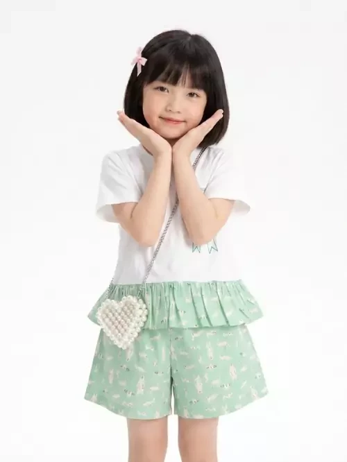 Set bộ short bé gái phối bèo TBX012-6
