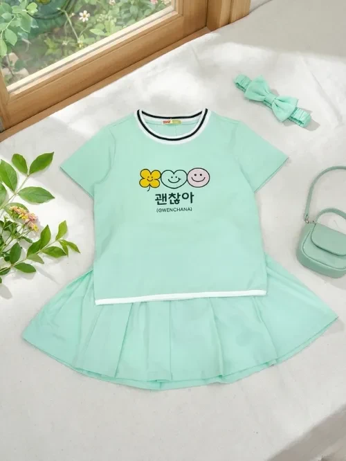 Set bộ áo+váy xếp ly bé gái đáng yêu TAX041-5