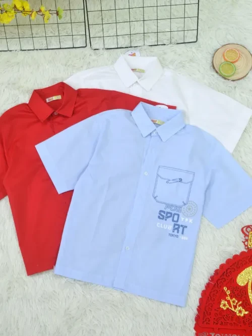 Áo sơ mi bé trai trang trí túi YAY033-5