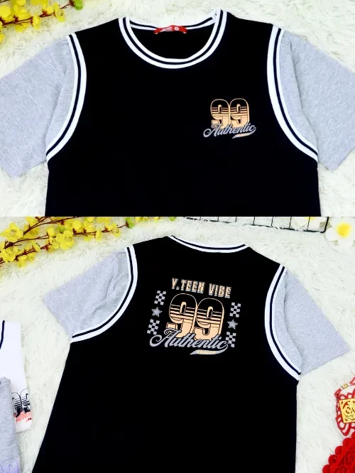 Áo thun nữ trang trí tay viền phối EAX034-5