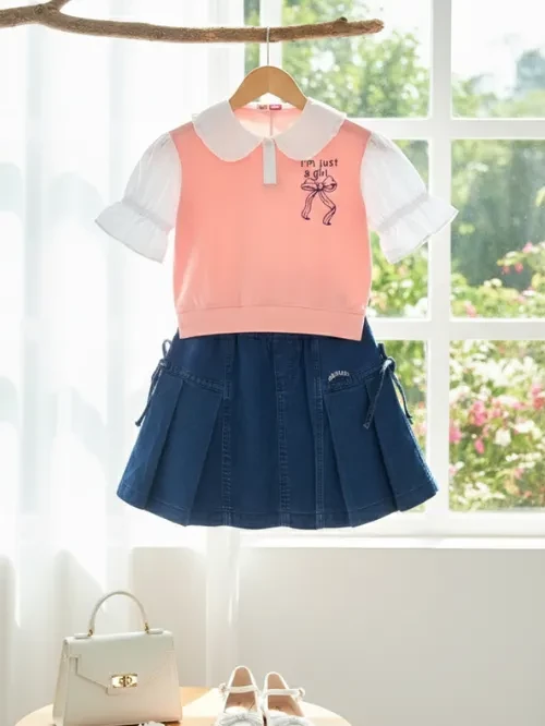 Váy Jean xếp ly bé gái EVX042-5