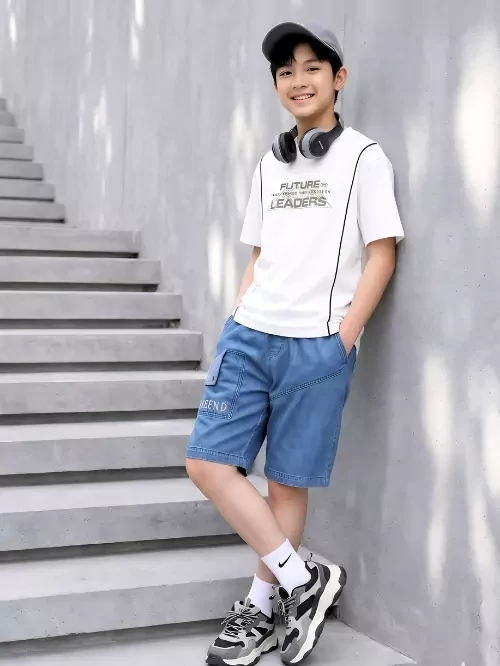 Quần Short Jean bé trai màu xanh EQY005-6
