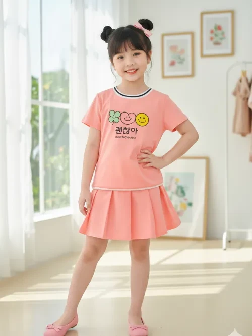 Set bộ áo+váy xếp ly bé gái đáng yêu TAX041-5