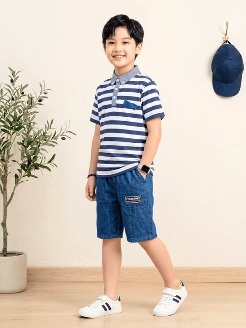 Áo thun sọc cotton cổ sơ mi TAY013-6