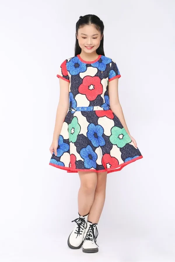 Đầm xòe thêu hoa (nhiều màu ngẫu nhiên)
