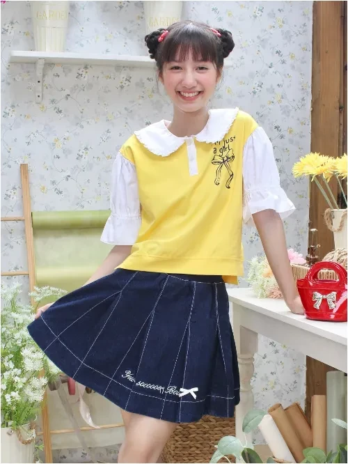 Áo thun cổ sen tay phồng bé gái YF TAX037-4