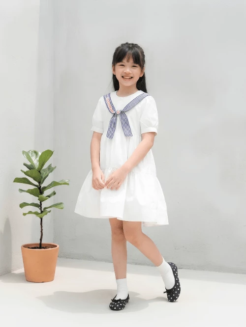 Đầm bé gái trang trí nơ thủy thủ YDX017-6