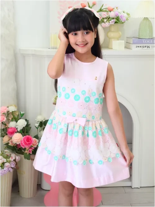 Đầm hồng vol đồng tiền