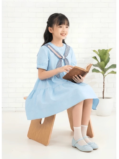 Đầm bé gái trang trí nơ thủy thủ YDX017-6