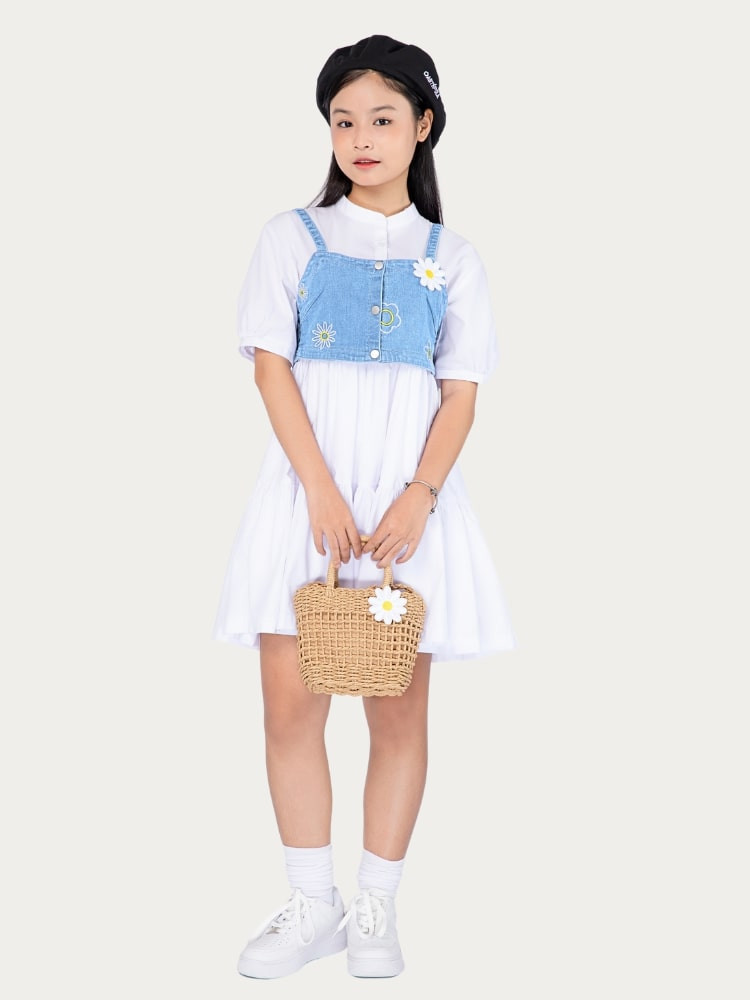 Đầm rút nhún phối Jean xinh xắn