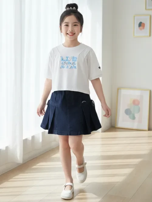 Váy Jean xếp ly bé gái EVX042-5