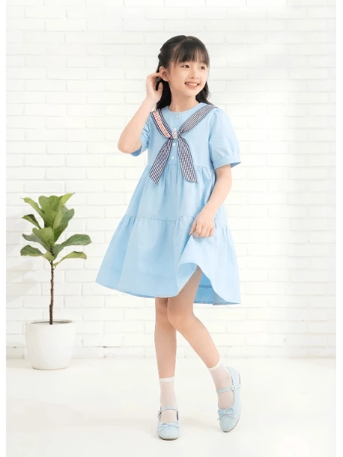 Đầm bé gái trang trí nơ thủy thủ YDX017-6