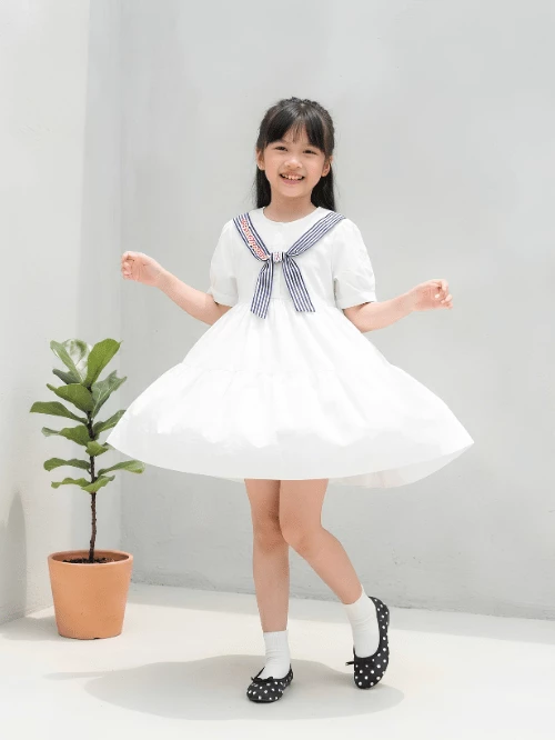 Đầm bé gái trang trí nơ thủy thủ YDX017-6