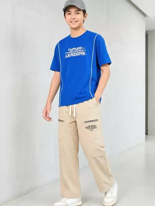 Quần Kaki dài trang trí chữ unisex EQY006-6