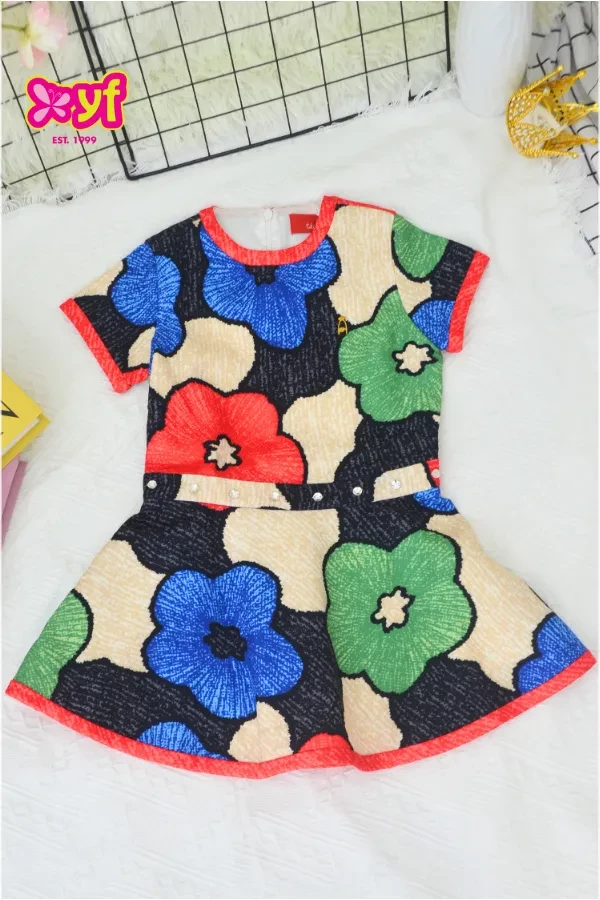 Đầm xòe thêu hoa (nhiều màu ngẫu nhiên)