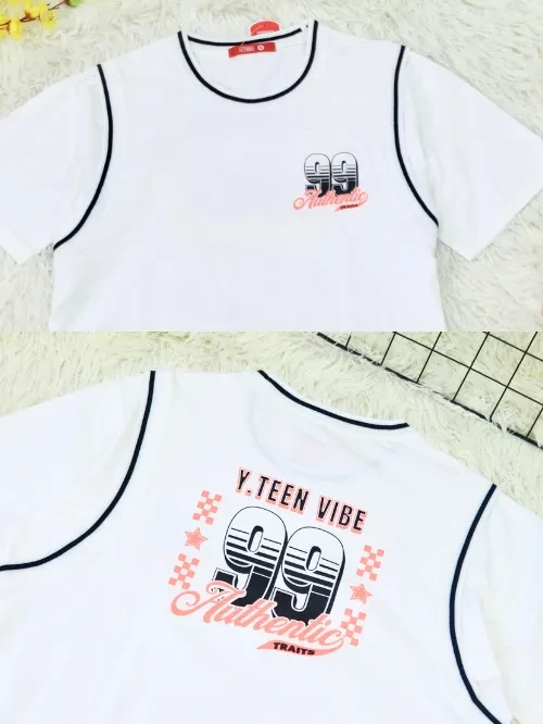 Áo thun nữ trang trí tay viền phối EAX034-5