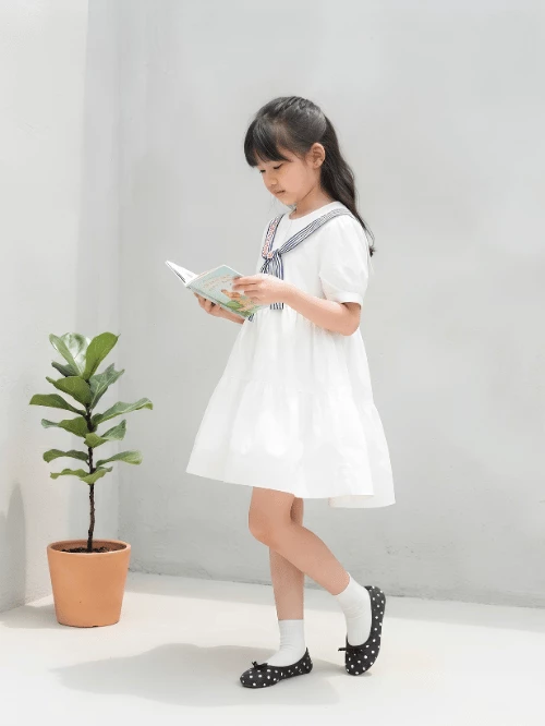 Đầm bé gái trang trí nơ thủy thủ YDX017-6