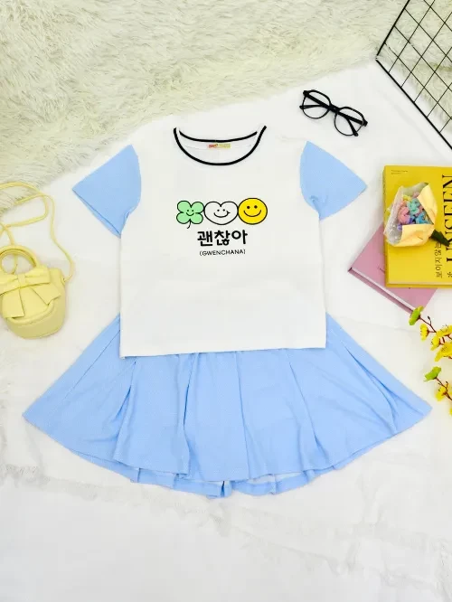 Set bộ áo+váy xếp ly bé gái đáng yêu TAX041-5