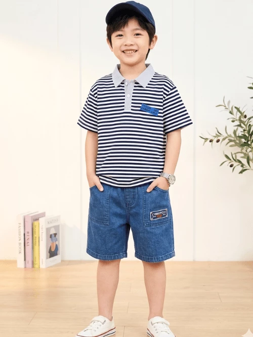 Áo thun sọc cotton cổ sơ mi TAY013-6