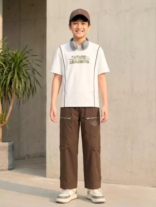 Quần Kaki dài trang trí chữ unisex EQY006-6