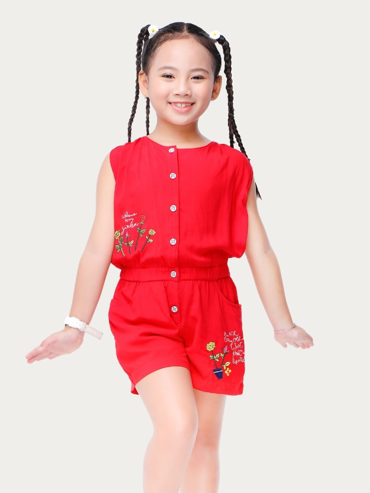 Jumpsuit trang trí hoa