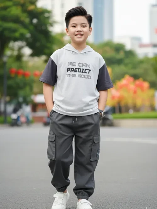 Aó thun nam có nón phối tay EAY037-5